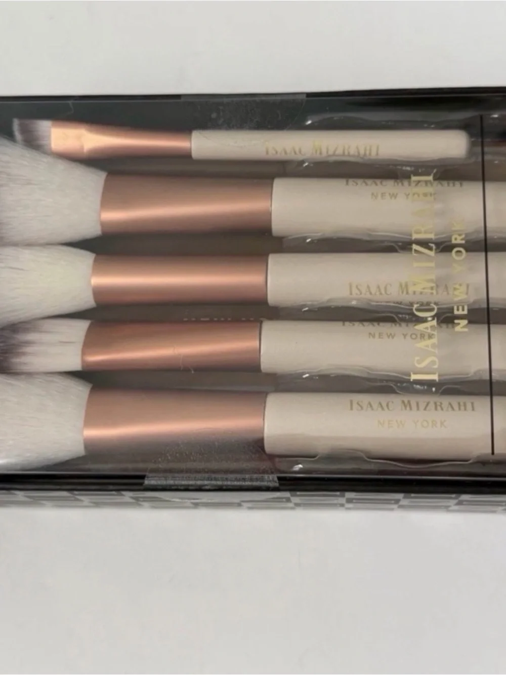 Isaac Mizrahi Rose Gold and Ivory 5-Piece Makeup Brush Set